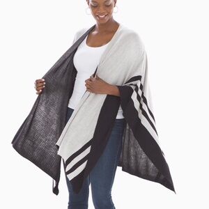 Soma Reversible Ruana Wrap Heather Gray Stripe Black